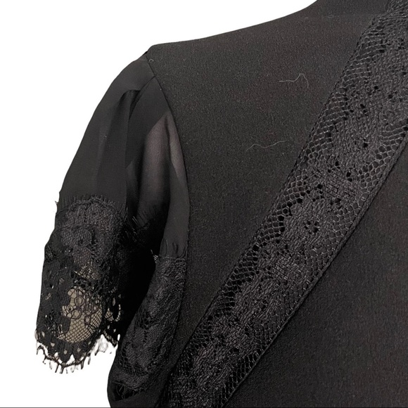 Nanette Lepore Size 10 Sheer Sleeved Fit and Flare Little Black Dress - Picture 11 of 14